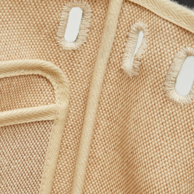 Pre Owned Hermes Beige/Black Leather and Canvas 2in1 Herbag Zip 31 Bag