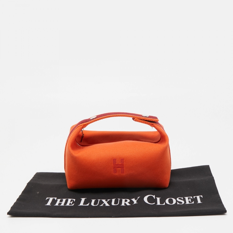 Pre Owned Hermès Orange/Rouge H Canvas Small Bride-a-Brac Case