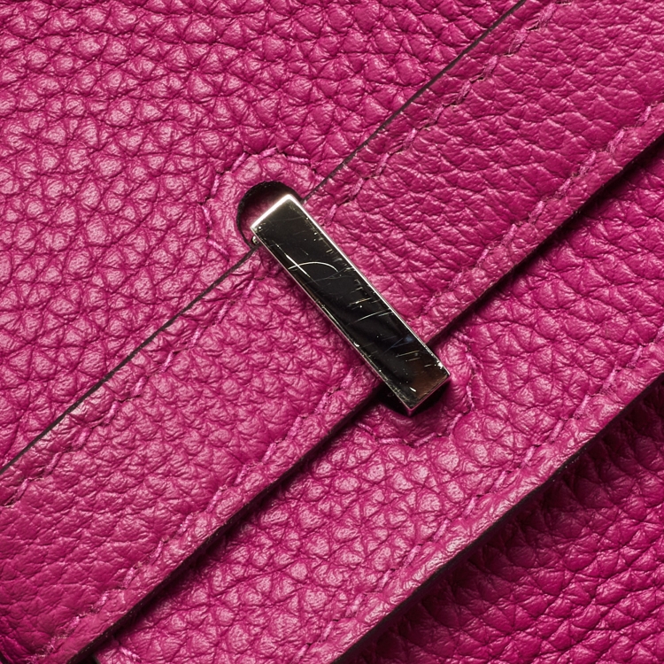 Pre Owned Hermes Rose Pourpre Togo Leather Palladium Finish Birkin 25 Bag 