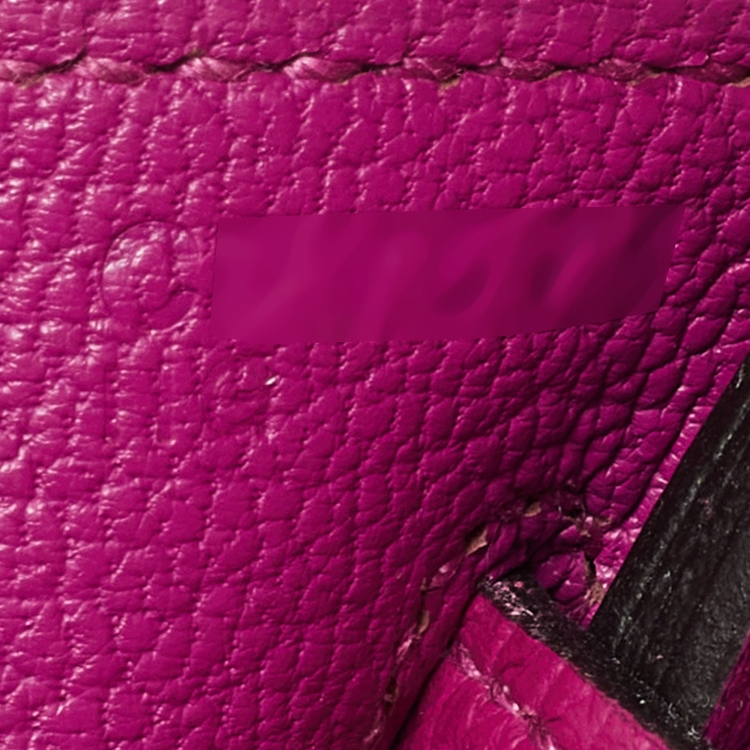 Pre Owned Hermes Rose Pourpre Togo Leather Palladium Finish Birkin 25 Bag 