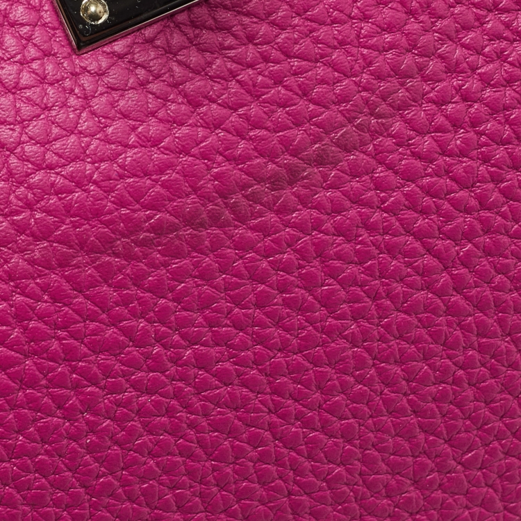 Pre Owned Hermes Rose Pourpre Togo Leather Palladium Finish Birkin 25 Bag 