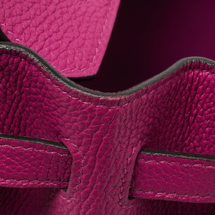 Pre Owned Hermes Rose Pourpre Togo Leather Palladium Finish Birkin 25 Bag 