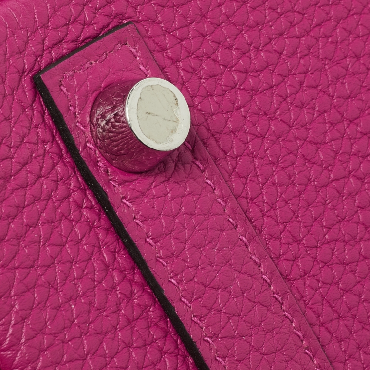 Pre Owned Hermes Rose Pourpre Togo Leather Palladium Finish Birkin 25 Bag 