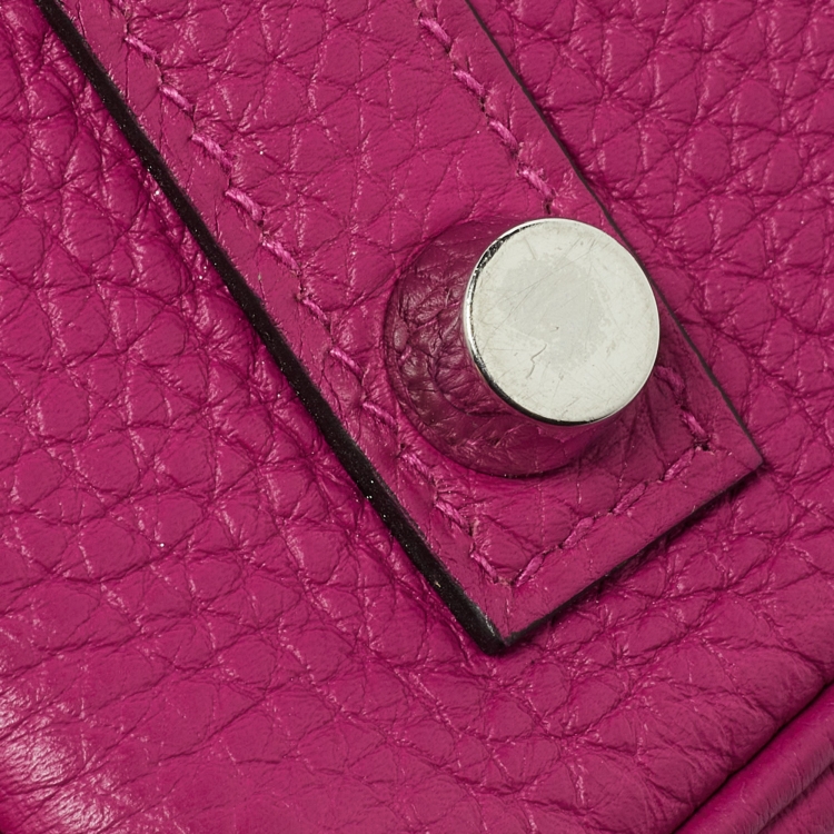 Pre Owned Hermes Rose Pourpre Togo Leather Palladium Finish Birkin 25 Bag 