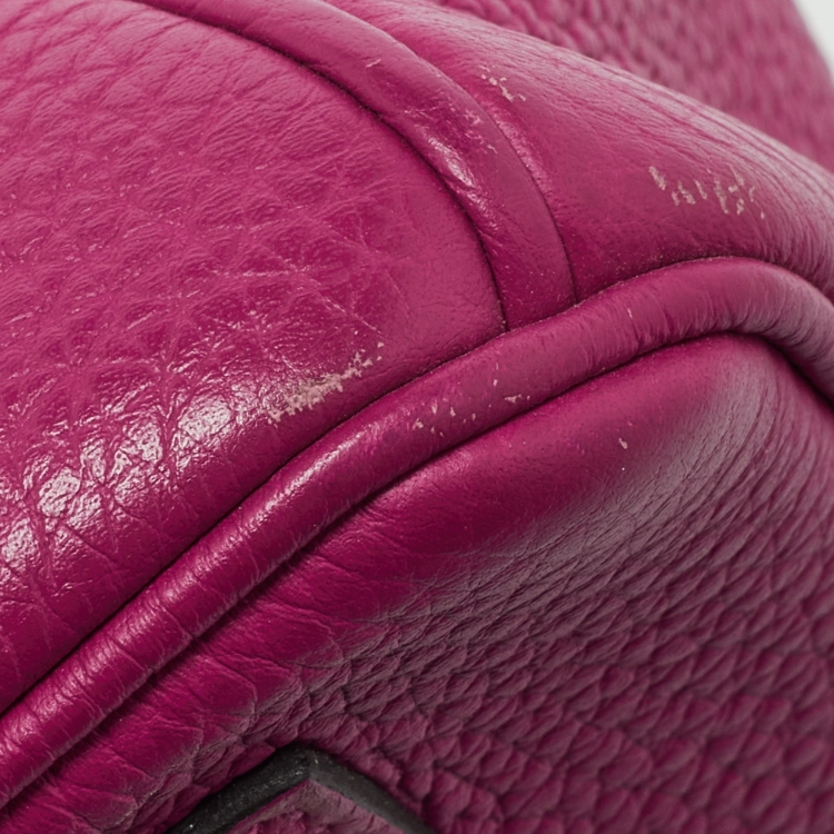 Pre Owned Hermes Rose Pourpre Togo Leather Palladium Finish Birkin 25 Bag 