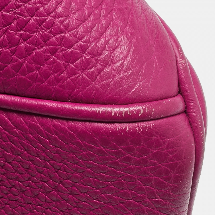 Pre Owned Hermes Rose Pourpre Togo Leather Palladium Finish Birkin 25 Bag 