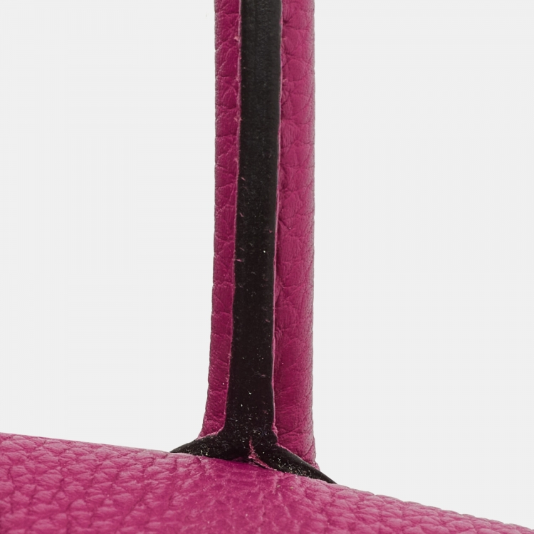 Pre Owned Hermes Rose Pourpre Togo Leather Palladium Finish Birkin 25 Bag 