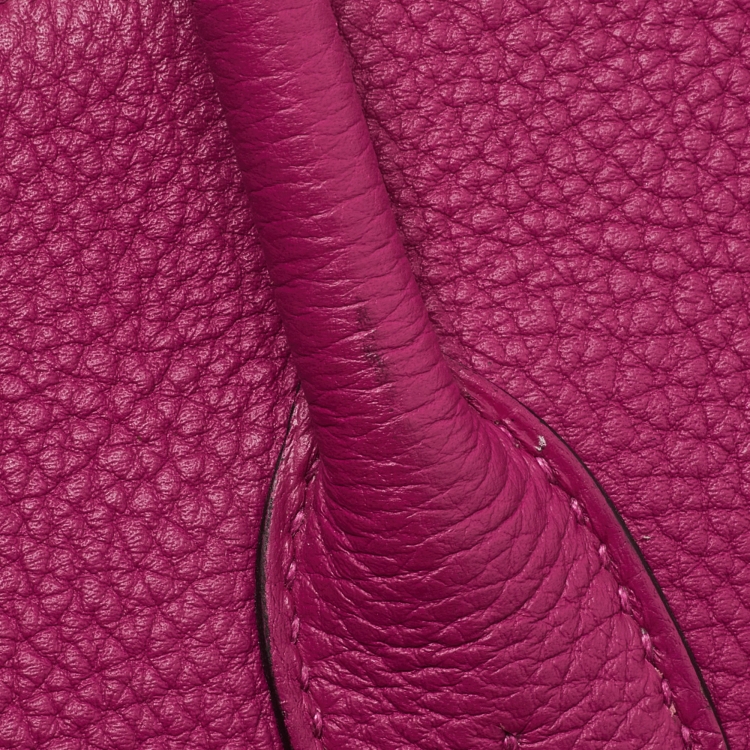 Pre Owned Hermes Rose Pourpre Togo Leather Palladium Finish Birkin 25 Bag 