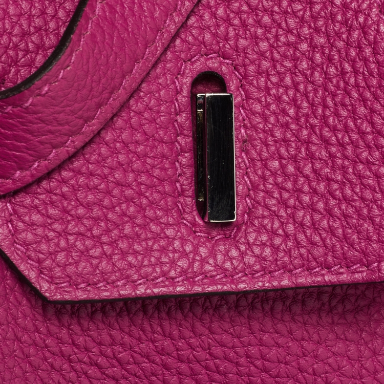 Pre Owned Hermes Rose Pourpre Togo Leather Palladium Finish Birkin 25 Bag 