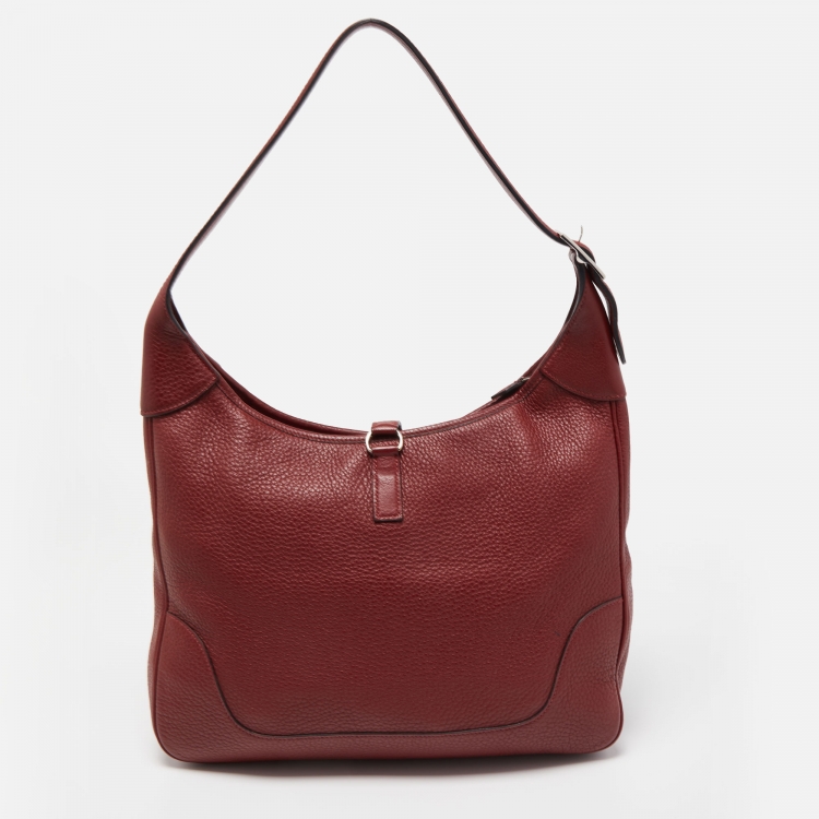 Pre Owned Hermes Rouge H Taurillon Clemence Trim Bag