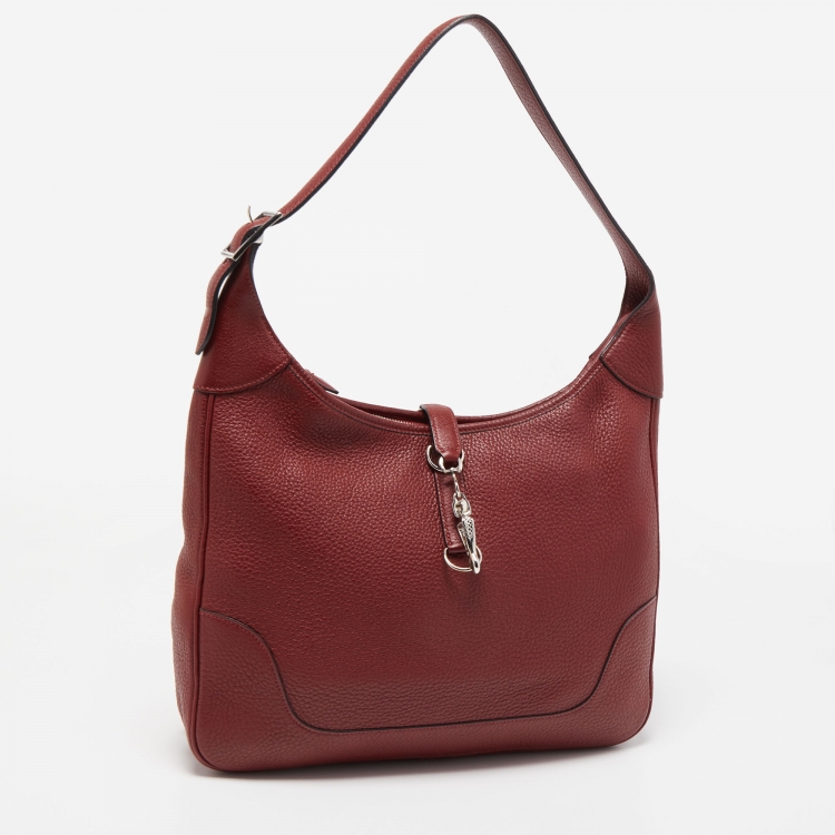 Pre Owned Hermes Rouge H Taurillon Clemence Trim Bag
