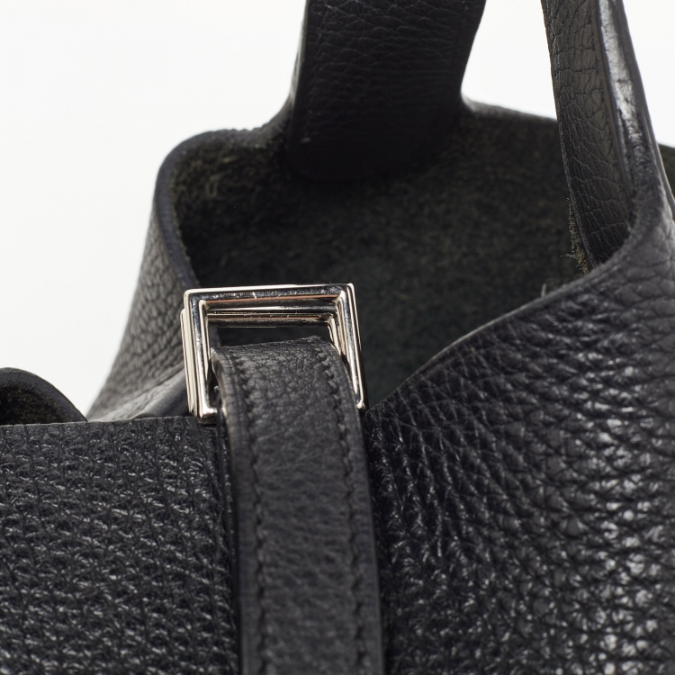 Pre Owned Hermes Black Taurillon Clemence Leather Picotin Lock 18 Bag