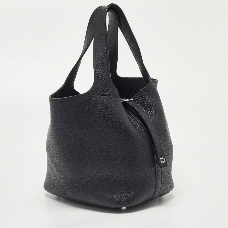 Pre Owned Hermes Black Taurillon Clemence Leather Picotin Lock 18 Bag