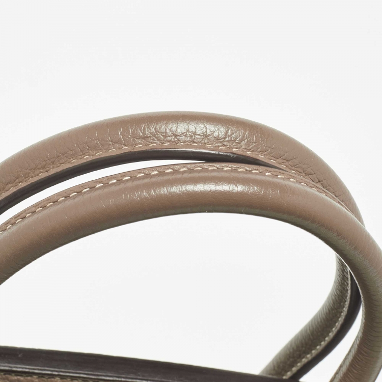 Pre Owned Hermes Etoupe Taurillon Clemence Leather Palladium Finish Birkin 30 Bag