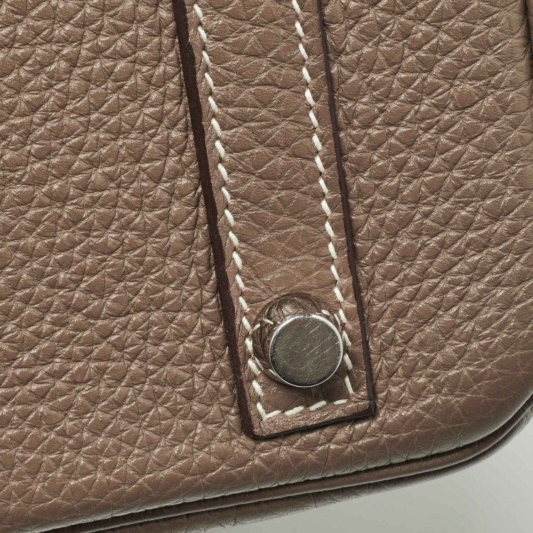 Pre Owned Hermes Etoupe Taurillon Clemence Leather Palladium Finish Birkin 30 Bag