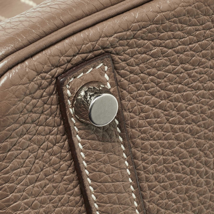 Pre Owned Hermes Etoupe Taurillon Clemence Leather Palladium Finish Birkin 30 Bag