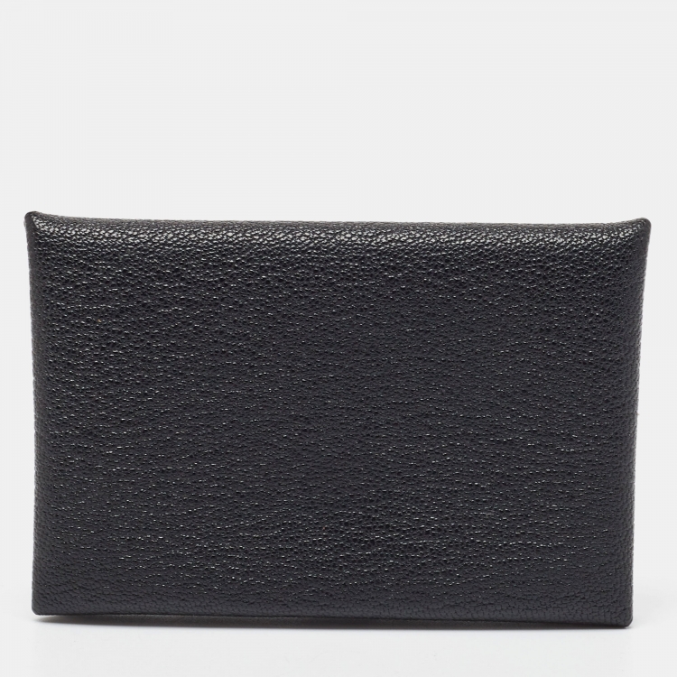 Hermès Noir Chevre Leather Calvi Card Holder Hermes
