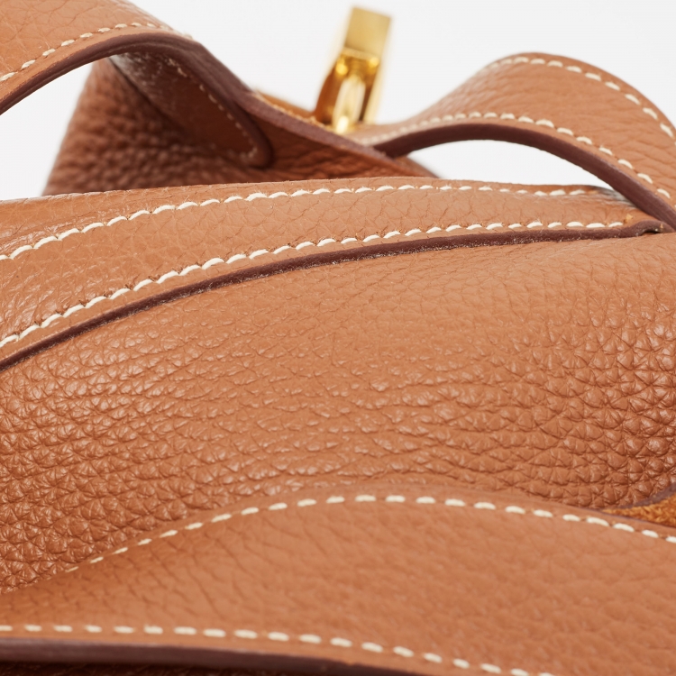 Pre Owned Hermes Gold Taurillon Clemence Leather Picotin Lock 18 Bag