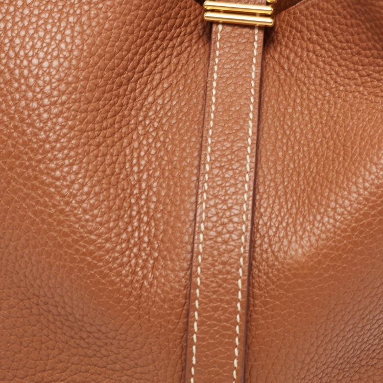 Pre Owned Hermes Gold Taurillon Clemence Leather Picotin Lock 18 Bag