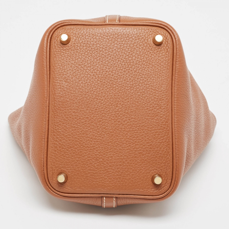 Pre Owned Hermes Gold Taurillon Clemence Leather Picotin Lock 18 Bag