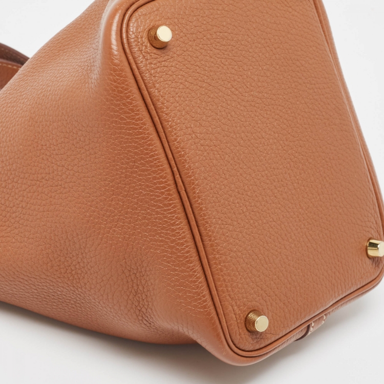 Pre Owned Hermes Gold Taurillon Clemence Leather Picotin Lock 18 Bag