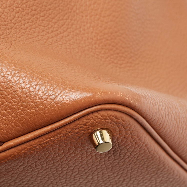 Pre Owned Hermes Gold Taurillon Clemence Leather Picotin Lock 18 Bag