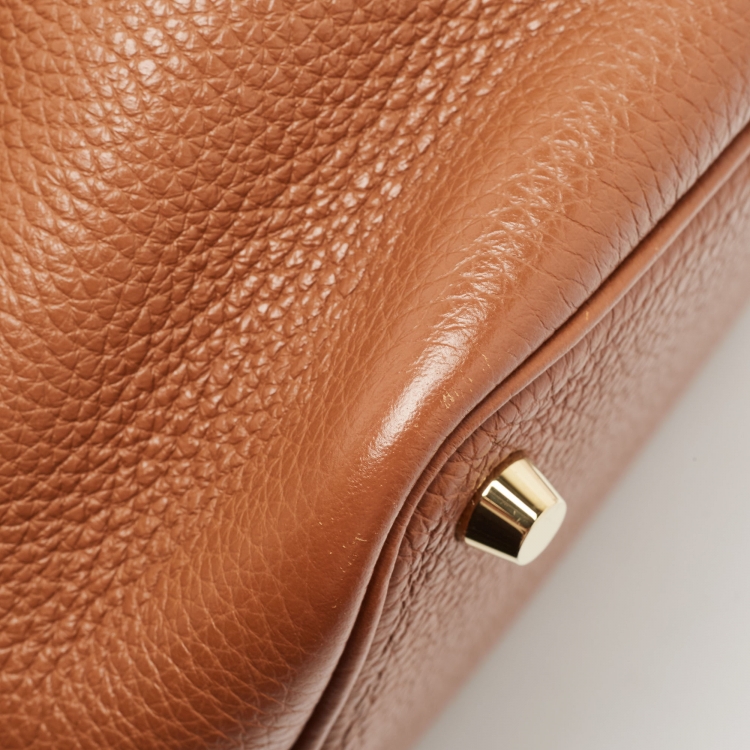 Pre Owned Hermes Gold Taurillon Clemence Leather Picotin Lock 18 Bag