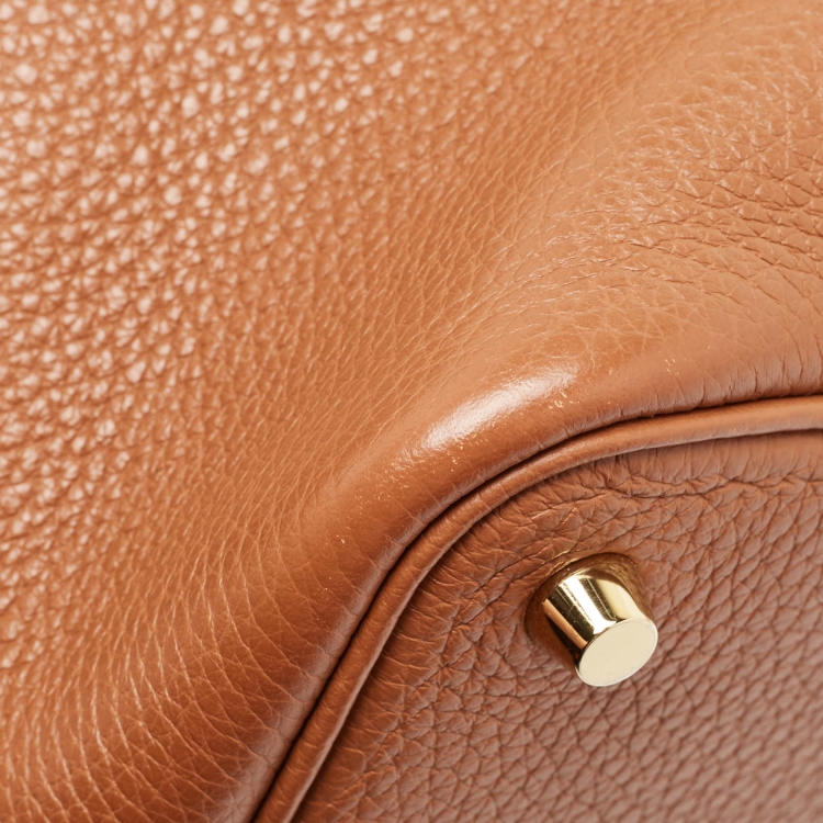 Pre Owned Hermes Gold Taurillon Clemence Leather Picotin Lock 18 Bag
