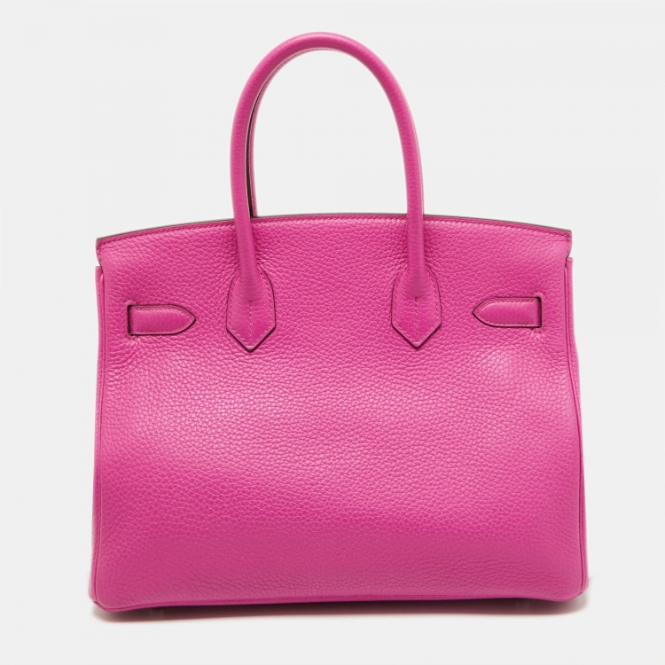 Pre Owned Hermès Magnolia Taurillon Clemence Leather Palladium Finish Birkin 30 Bag
