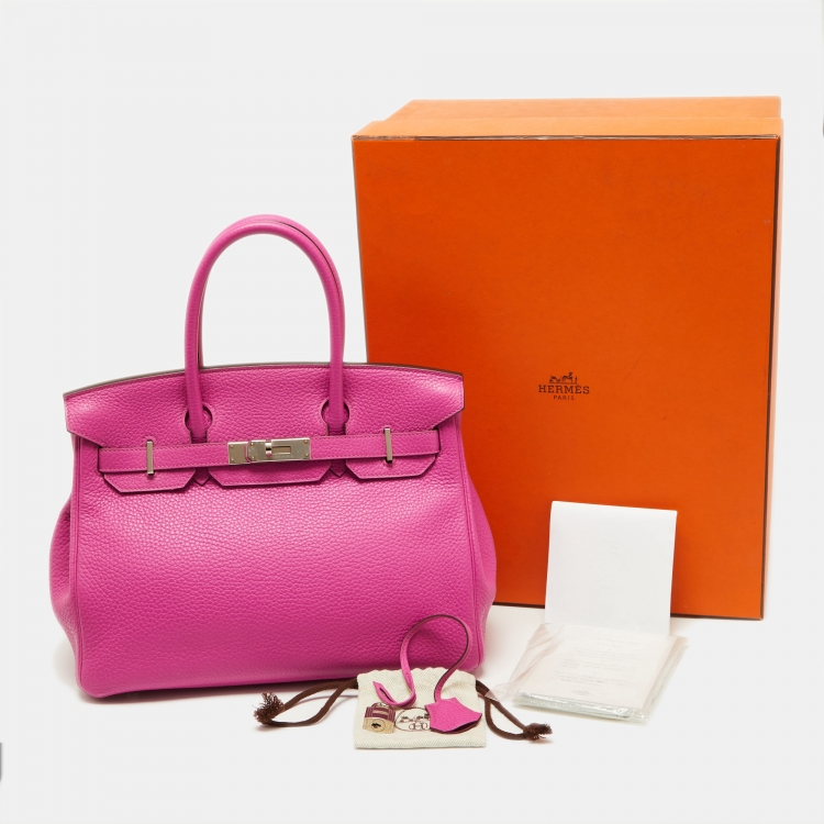 Pre Owned Hermès Magnolia Taurillon Clemence Leather Palladium Finish Birkin 30 Bag