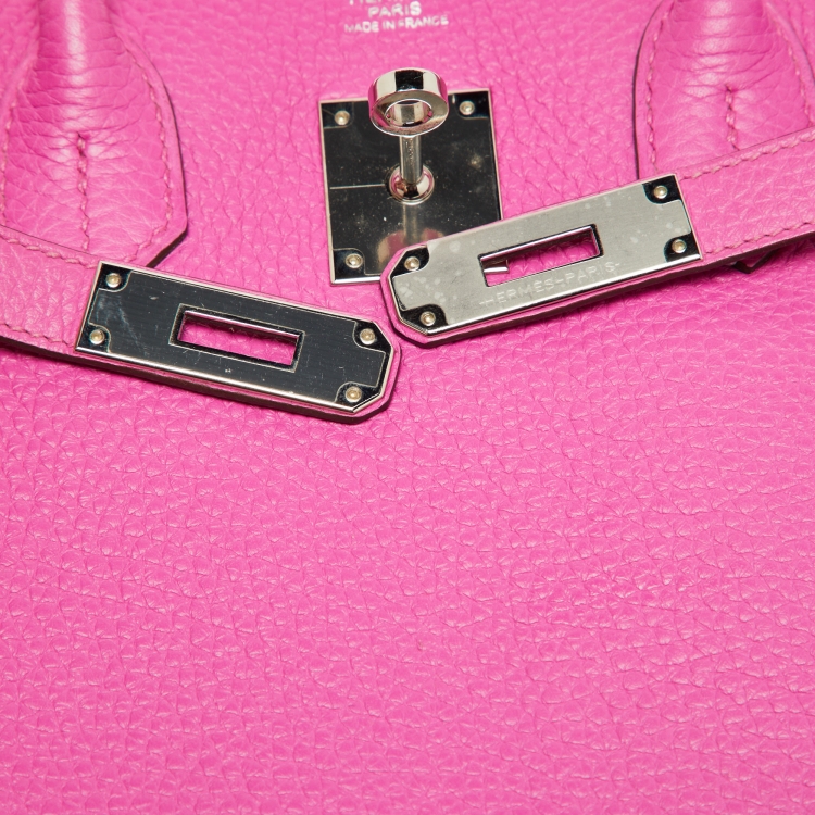 Pre Owned Hermès Magnolia Taurillon Clemence Leather Palladium Finish Birkin 30 Bag