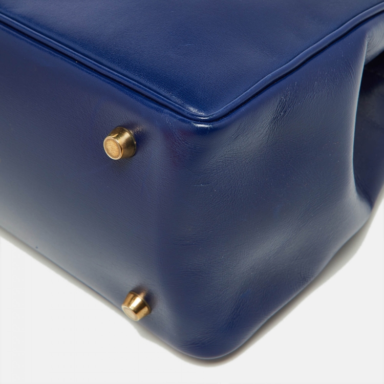 Pre Owned Hermes Bleu Box Leather LA Tote