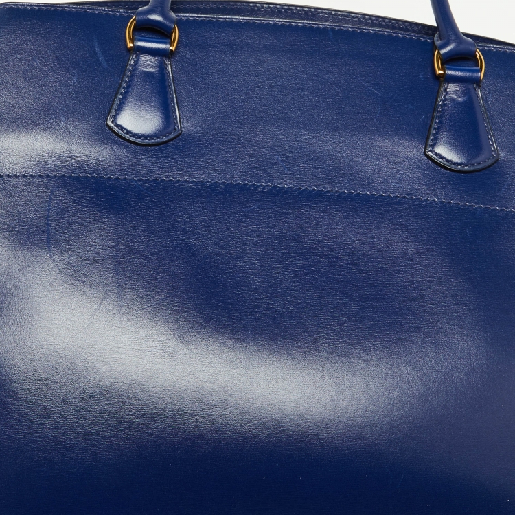 Pre Owned Hermes Bleu Box Leather LA Tote
