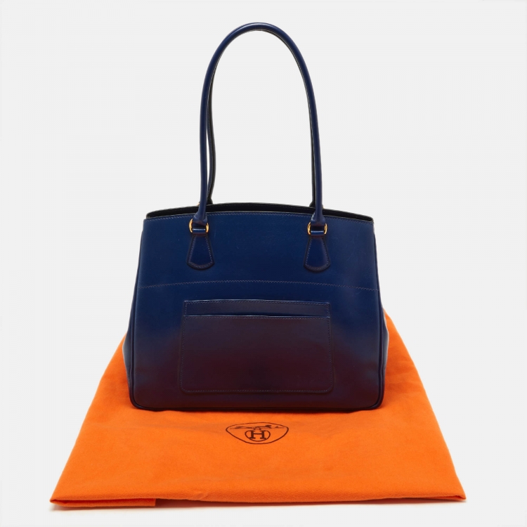 Pre Owned Hermes Bleu Box Leather LA Tote