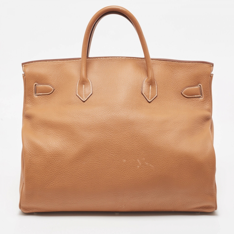 Pre Owned Hermes Gold Togo Leather Palladium Finish Birkin 50 Bag