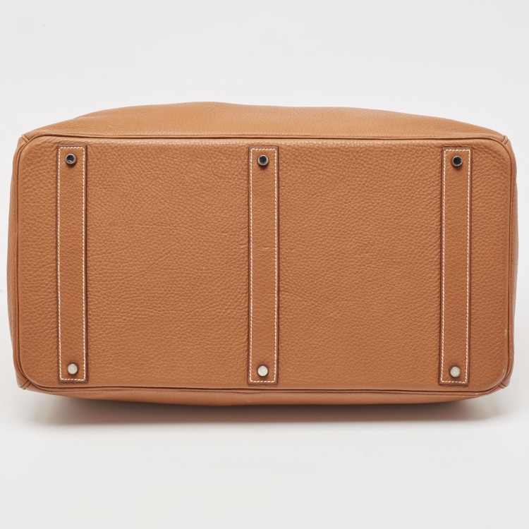 Pre Owned Hermes Gold Togo Leather Palladium Finish Birkin 50 Bag