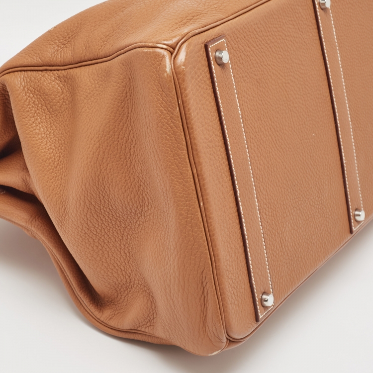 Pre Owned Hermes Gold Togo Leather Palladium Finish Birkin 50 Bag