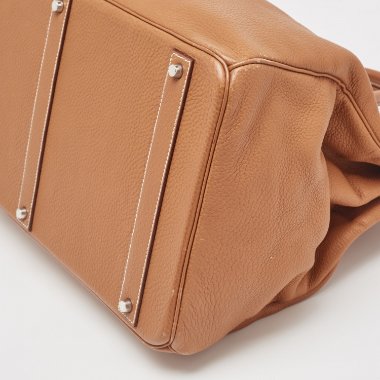 Pre Owned Hermes Gold Togo Leather Palladium Finish Birkin 50 Bag