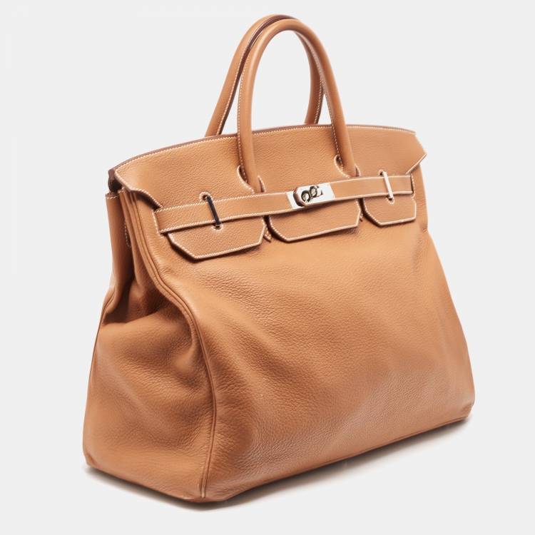 Pre Owned Hermes Gold Togo Leather Palladium Finish Birkin 50 Bag