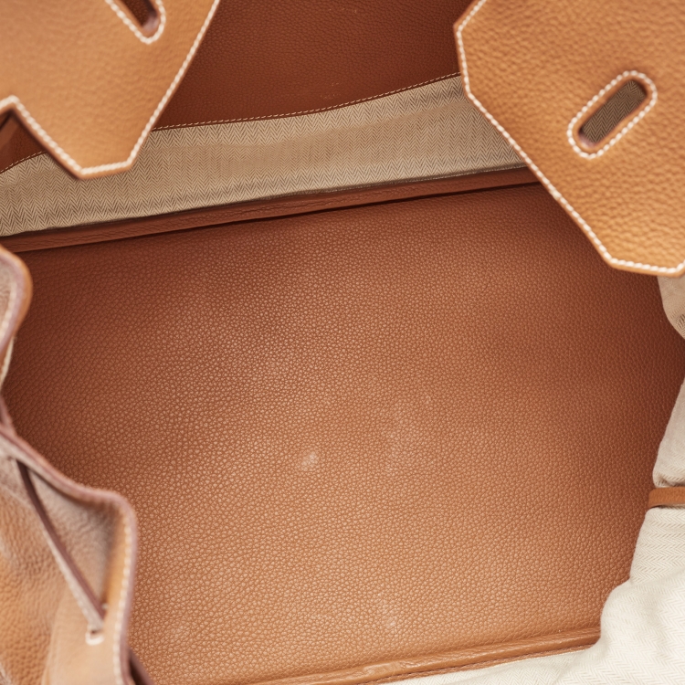 Pre Owned Hermes Gold Togo Leather Palladium Finish Birkin 50 Bag