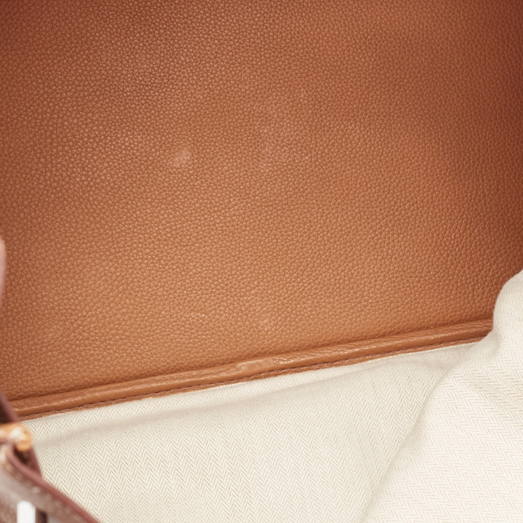 Pre Owned Hermes Gold Togo Leather Palladium Finish Birkin 50 Bag