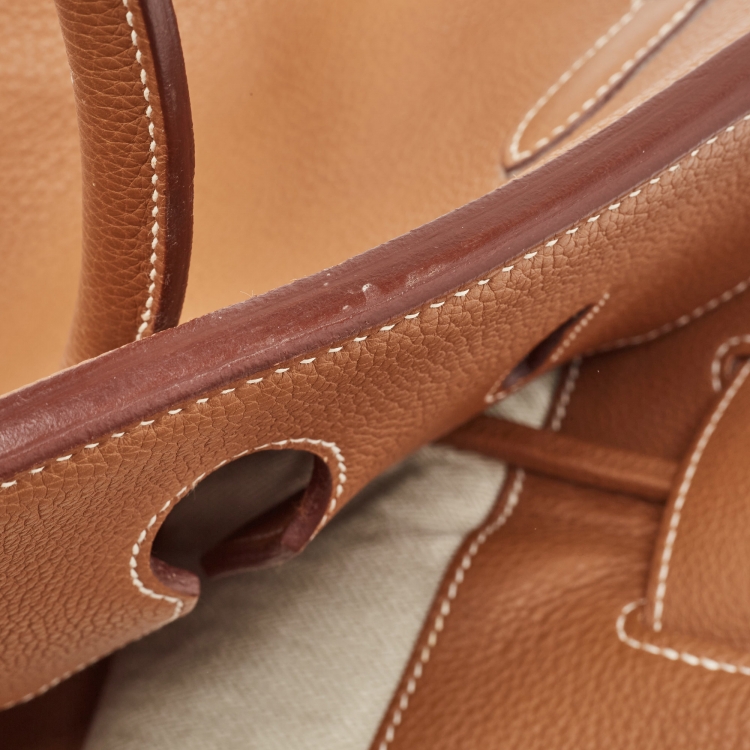 Pre Owned Hermes Gold Togo Leather Palladium Finish Birkin 50 Bag