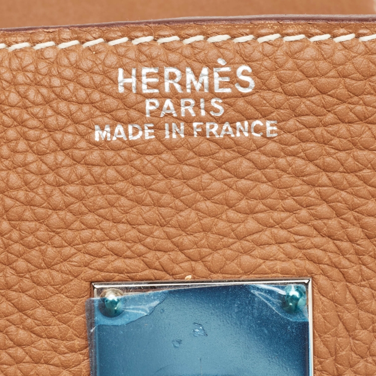 Pre Owned Hermes Gold Togo Leather Palladium Finish Birkin 50 Bag