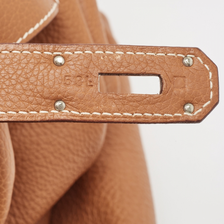 Pre Owned Hermes Gold Togo Leather Palladium Finish Birkin 50 Bag