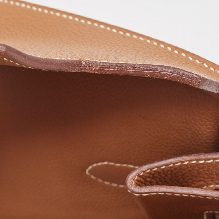 Pre Owned Hermes Gold Togo Leather Palladium Finish Birkin 50 Bag