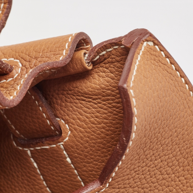 Pre Owned Hermes Gold Togo Leather Palladium Finish Birkin 50 Bag