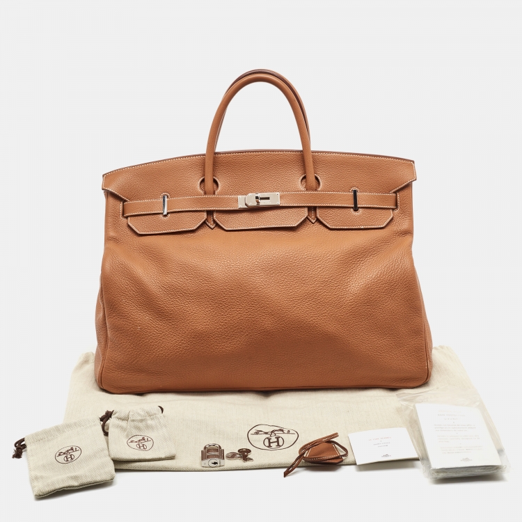 Pre Owned Hermes Gold Togo Leather Palladium Finish Birkin 50 Bag