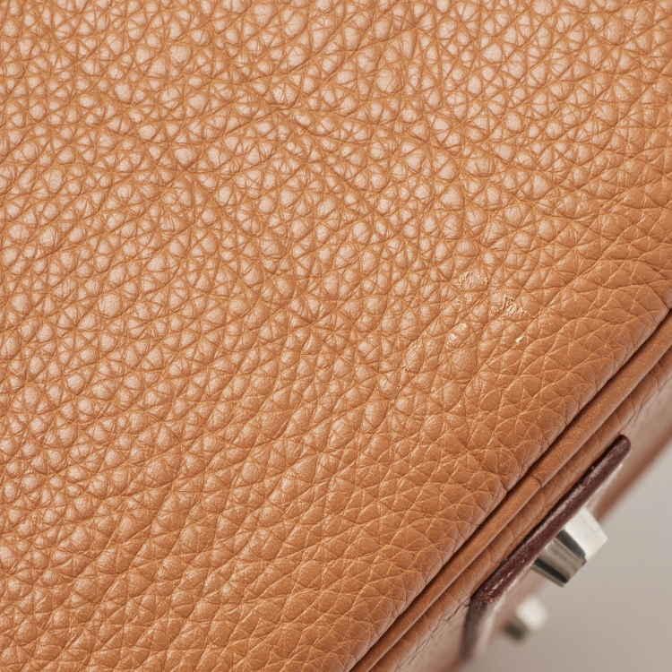 Pre Owned Hermes Gold Togo Leather Palladium Finish Birkin 50 Bag