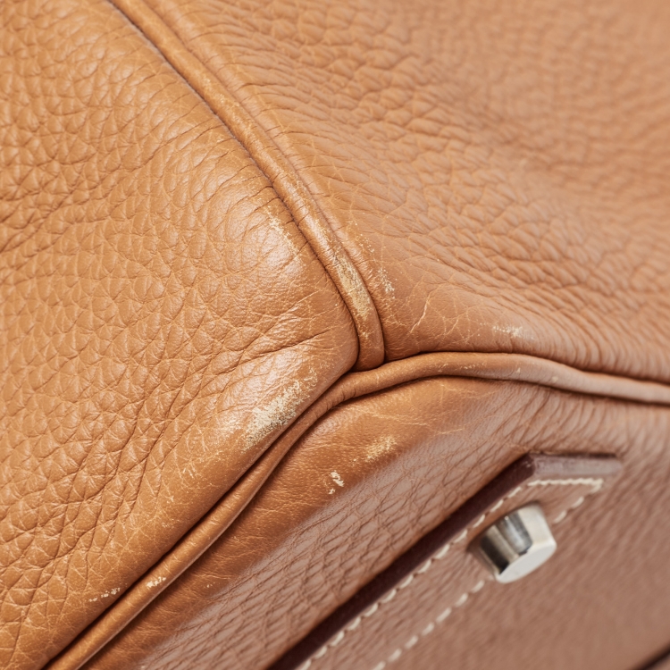 Pre Owned Hermes Gold Togo Leather Palladium Finish Birkin 50 Bag