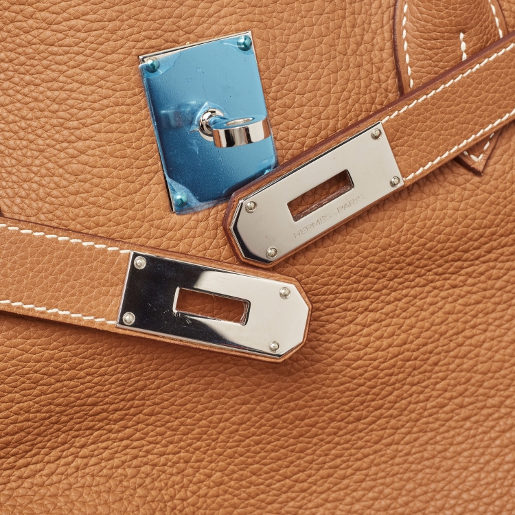 Pre Owned Hermes Gold Togo Leather Palladium Finish Birkin 50 Bag